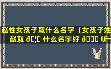 赵性女孩子取什么名字（女孩子姓赵取 🦈 什么名字好 🐒 听一个字）